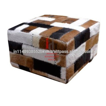 Wide Block Design Leder Hocker